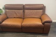 3 Seater Italian Leather Sofa with Electric Recliner