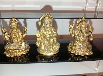 Vintage Brass hindu God Collection Hanuman Lakshmi Ganesha 2.2-2.5 inches excellent condition