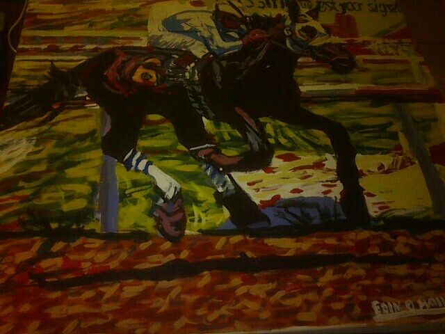 For sale this beautiful painting of jockey and horse