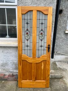 Solid Timber Front Door with Decorative Rose Glass - Door 2