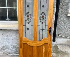 Solid Timber Front Door with Decorative Rose Glass - Door 2