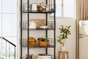 5-Shelf Shelving Unit with Height Adjustable Shelves, Metal Shelves for Storage, Heavy Duty Wire Shelf Unit for Living Room, Kitchen, Garage (Black)