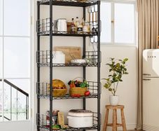 5-Shelf Shelving Unit with Height Adjustable Shelves, Metal Shelves for Storage, Heavy Duty Wire Shelf Unit for Living Room, Kitchen, Garage (Black)