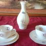 7 Piece Brand New In Box Donegal Floral Irish Parian China Tea Set With Vase For Two Person Setting. Made In Ireland. Image 6