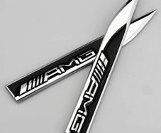 2 x AMG Black Fender Side Wing Metal Sticker Badge Emblem to Fit All Mercedes Benz Models AMGs