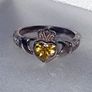 Vintage Sterling Silver Topaz Claddagh Ring Image 4