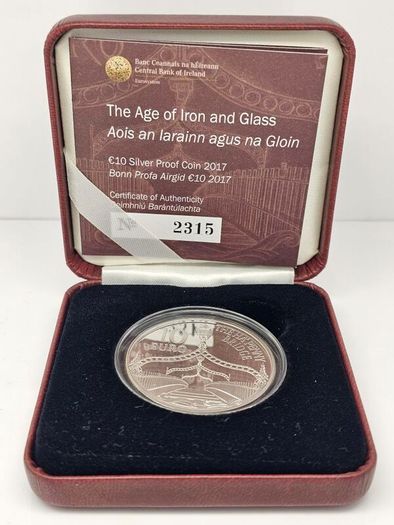 Ireland 2017 Silver Proof The HaPenny Bridge 10 Euro Coin in Original Holder