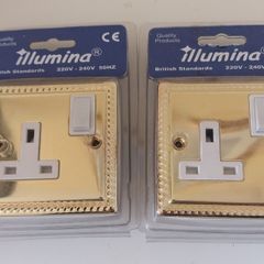 Brass Electric Switched Sockets with Rope Edge