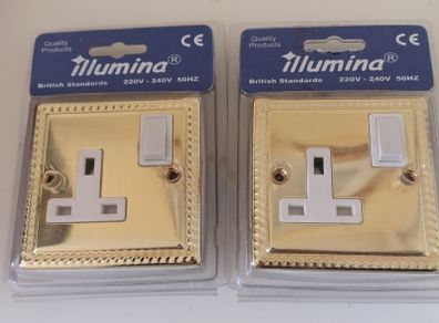 Brass Electric Switched Sockets with Rope Edge