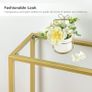 Gold Console Table for Hallway Slim, 100 cm Tempered Glass Sofa Table, Slim Hallway Table, Glass Console Table, Modern Display Table for Living Room, Entryway, Metal Frame Image 7