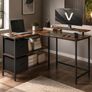 L-shaped desk with 2 drawers vintage brown Image 2