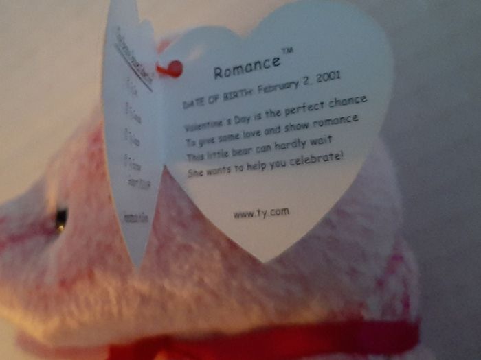 new romance collectable beanie bear with tag