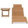 Folding Sun Lounger with Table Solid Teak Wood Image 4