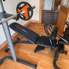 Weider Pro 490 DC Olympic Bench, Squat Rack, 20kg Olympic Bar & Weights