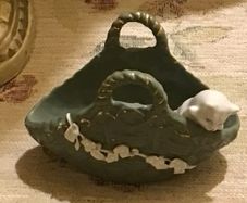 Vintage ceramic basket with cat