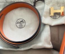 Hermes  rose gold H belt