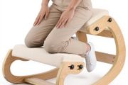 Ergonomic Kneeling Chair, Wooden Posture Knee Chair with Adjustable Thick Foam Cushions &amp; Solid Wood Frame, Adjustable Height