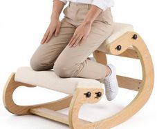 Ergonomic Kneeling Chair, Wooden Posture Knee Chair with Adjustable Thick Foam Cushions & Solid Wood Frame, Adjustable Height