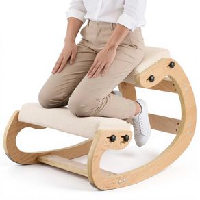 Ergonomic Kneeling Chair, Wooden Posture Knee Chair with Adjustable Thick Foam Cushions & Solid Wood Frame, Adjustable Height