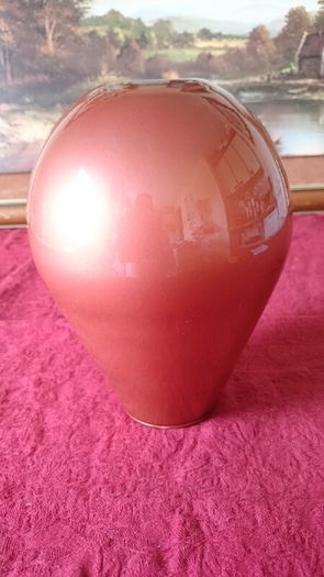 9 Inches Tall Orange Glass Vase Made In Spain
