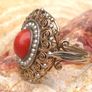 Antique 18 ct Gold Coral and Pearl Ring and Earrings Image 9