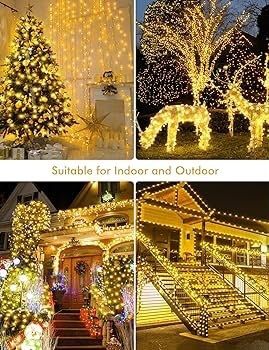 Outdoor Christmas Lights, 100M 800LED Christmas Decorations Fairy Tree Lights, Waterproof Remote Control String Lights Garden Decor, Twinkle Firefly Lights Ornaments Indoor, Warm White