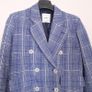 Mango Blue White Checked Plaid Double Breasted Blazer Coat Overcoat Size S Image 7