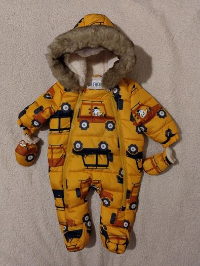 Waterproof Warm Fleece lined hooded SnowSuit & Mitten set