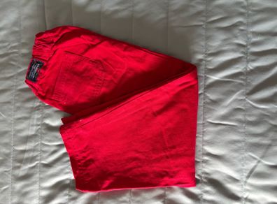 red cotton trousers