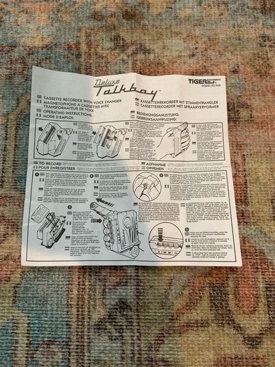 Vintage 1996 Deluxe Talkboy Original Instructions Manual Tiger Electronics