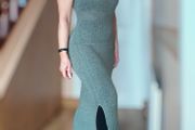 Knitted Khaki NEW LOOK dress, with side slits, size S
