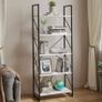 Bookcase 5 Tiers, Floor Standing Book Shelf, Wooden Shelf and Metal Frame Book Rack, Display Storage Rack Shelving Units for Living Room, Home Office - Rustic Brown Bookshelf MULTIPLE COLOURS AVAILABLE (FREE POSTAGE) Image 3