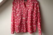 Marc O'Polo Organic Cotton Coral Pink Floral Blouse Size 34 Relaxed Fit