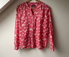 Marc O'Polo Organic Cotton Coral Pink Floral Blouse Size 34 Relaxed Fit