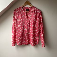 Marc O'Polo Organic Cotton Coral Pink Floral Blouse Size 34 Relaxed Fit