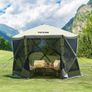 Pop Up Gazebo Tent, Pop-Up Screen Tent 6 Sided Canopy Sun Shelter with 6 Removable Privacy Wind Cloths & Mesh Windows, 10x10FT Quick Set Screen Tent with Mosquito Netting, Army Green Image 8