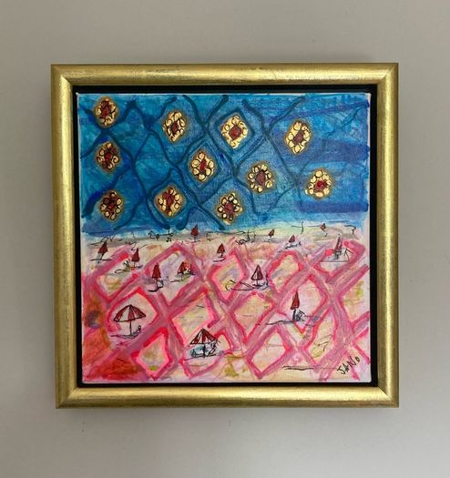 Original Abstract Painting Contemporary Irish Art Eclectic Gold Seascape