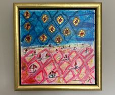 Original Abstract Painting Contemporary Irish Art Eclectic Gold Seascape