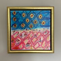 Original Abstract Painting Contemporary Irish Art Eclectic Gold Seascape