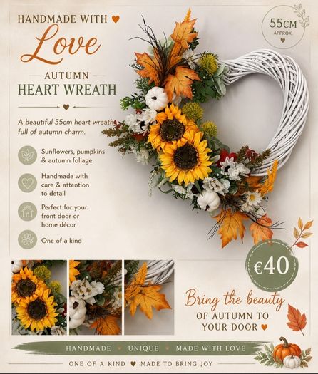 55cm white wicker autumnal wreath