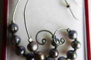Vintage 925 Sterling Silver and dark pearl swirl earrings