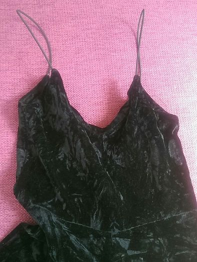 Black Velvet Strappy Playsuit. Size 8