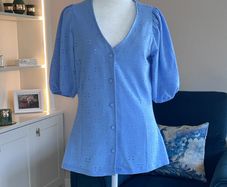 Ladies Cornflower Blue Blouse by Gallery, Size UK 10 / EU 38