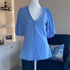 Ladies Cornflower Blue Blouse by Gallery, Size UK 10 / EU 38