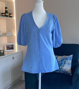Ladies Cornflower Blue Blouse by Gallery, Size UK 10 / EU 38