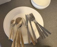 IKEA White Dinnerware Set + Cutlery