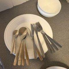 IKEA White Dinnerware Set + Cutlery