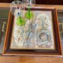 Victorian Style Tile and Wood Tray with Floral Design Afternoon Tea Wine Bar Image 8