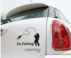 Car Sticker Go Fishing White Black
