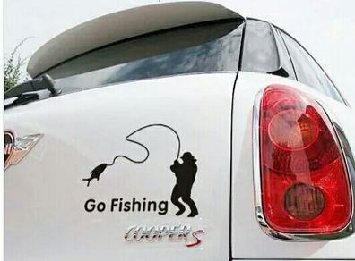 Car Sticker Go Fishing White Black